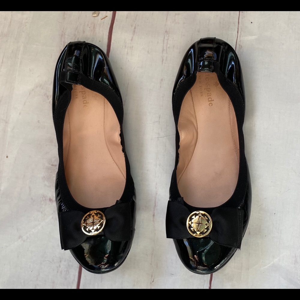 Kate Spade Bow Ballet Flats. Black Patent Size 8M
